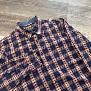 Wallin & Bros‎ Red Blue White Black Lightweight Mens L Button Down Shirt Preppy